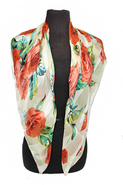 Rose Chiffon Satin Square Scarves