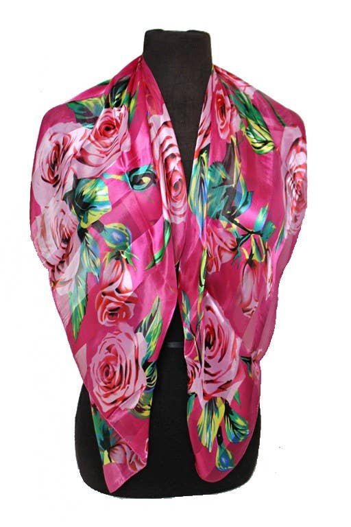 Rose Chiffon Satin Square Scarves