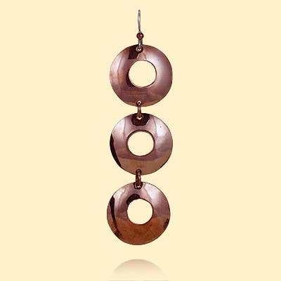 Polished Copper 3 Ring Earrings